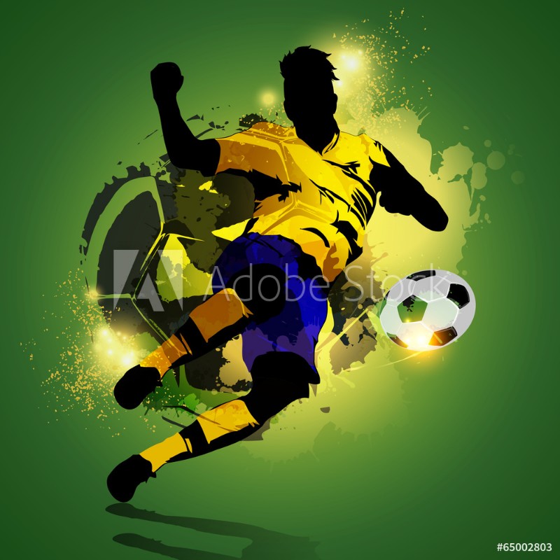 Afbeeldingen van Colorful soccer player shooting